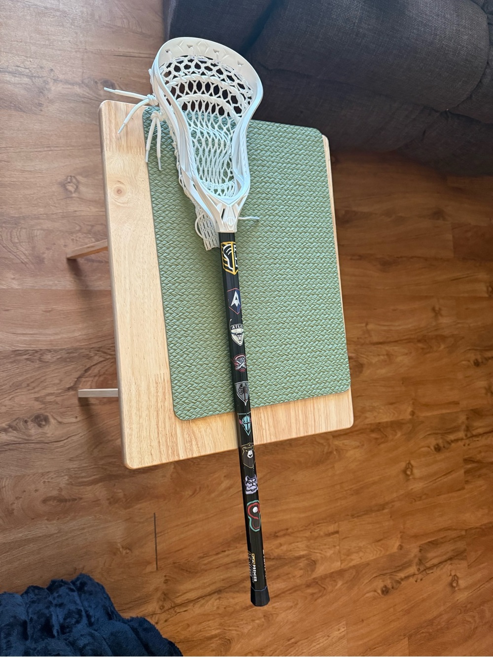 WOLF Men’s Lacrosse Stick – White Head, Black Shaft with Team Decals